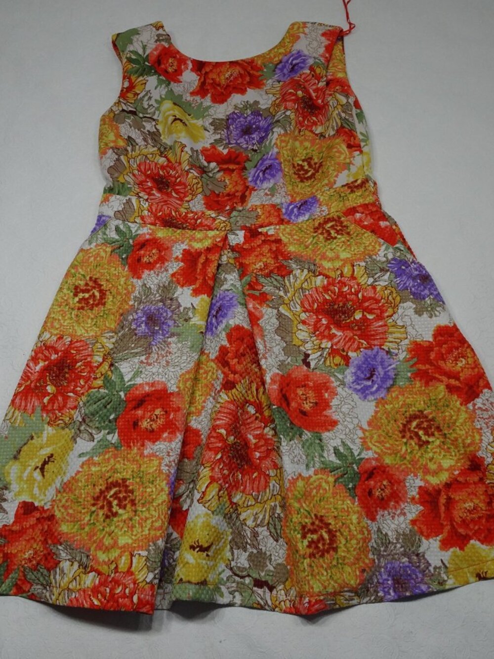 danny and nicole Size 14 Sleeveless Pleated Floral Print Dress with Pockets